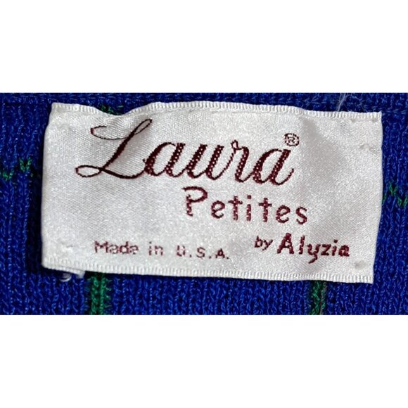80s Laura Petites Alyzia Plaid Knit Cardigan Sweater Women's Size 8P Preppy Libr - Picture 5 of 10